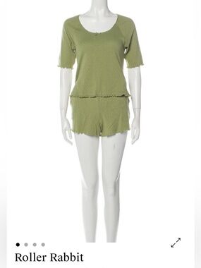EUC Roller Rabbit 100% Cotton Pointelle Green Pajama Set